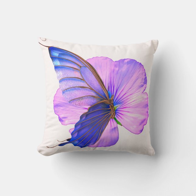 Butterfly Flower Throw Pillow (Front)