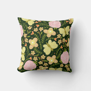 Butterfly Flower Throw Pillow