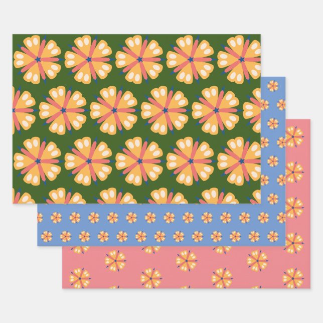 Butterfly Flower Wrapping Paper Sheets (Set)