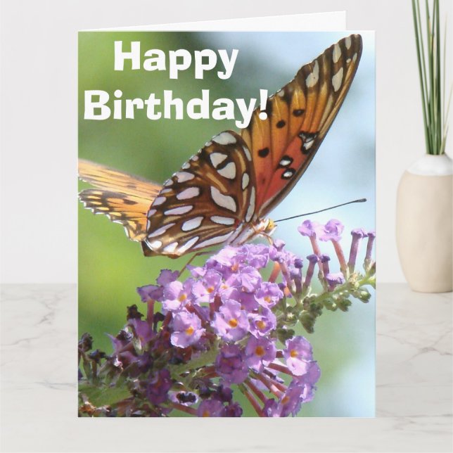 Butterfly Flowers Birthday Big Greeting Card (Front)