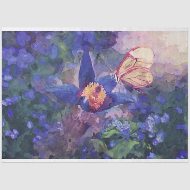 Butterfly Flowers Decoupage Tissue Paper (Front)