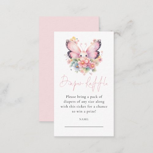 Butterfly Flowers Diaper Raffle Baby Shower  Enclosure Card