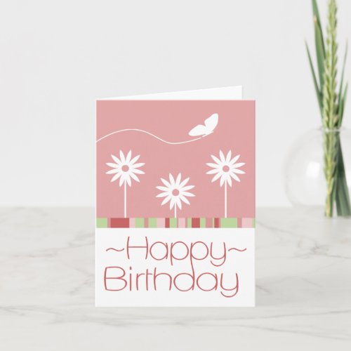 Butterfly Flowers Happy Birthday Card
