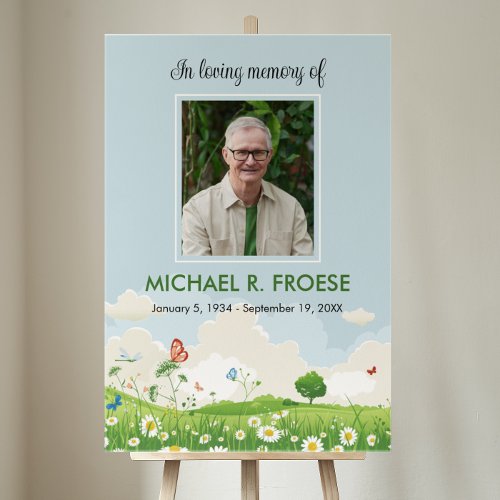 Butterfly Flowers Meadow Funeral Memorial Photo Foam Board