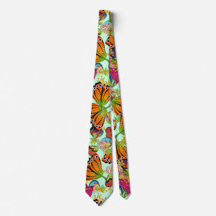 Butterfly Flowers Neck Tie