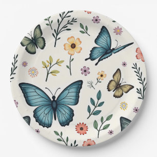 Butterfly Flowers Paper Plates