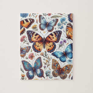 butterfly flowers pattern nature art  jigsaw puzzle