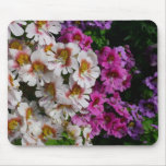 Butterfly Flowers Pink White and Purple Floral Mouse Pad