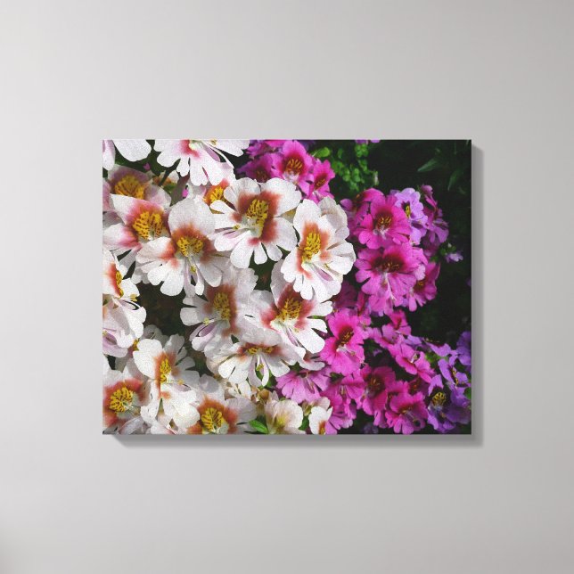 Butterfly Flowers White Pink and Purple Canvas Print (Front)