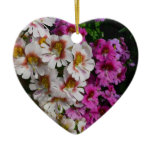 Butterfly Flowers White Pink and Purple Ceramic Ornament