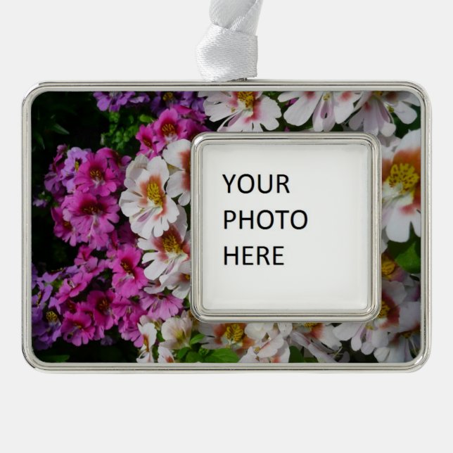 Butterfly Flowers White Pink and Purple Christmas Ornament (Front)