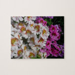 Butterfly Flowers White Pink and Purple Jigsaw Puzzle