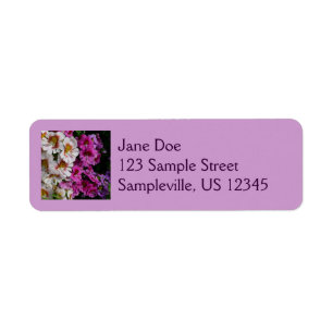Butterfly Flowers White Pink and Purple Label