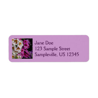 Butterfly Flowers White Pink and Purple Label
