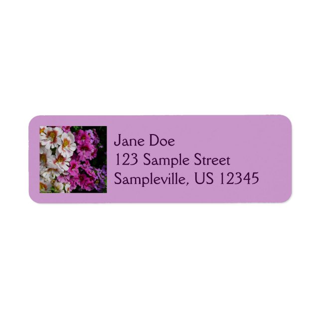 Butterfly Flowers White Pink and Purple Label (Front)