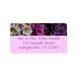 Butterfly Flowers White Pink and Purple Label