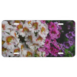 Butterfly Flowers White Pink and Purple License Plate