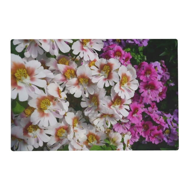 Butterfly Flowers White Pink and Purple Placemat (Front)