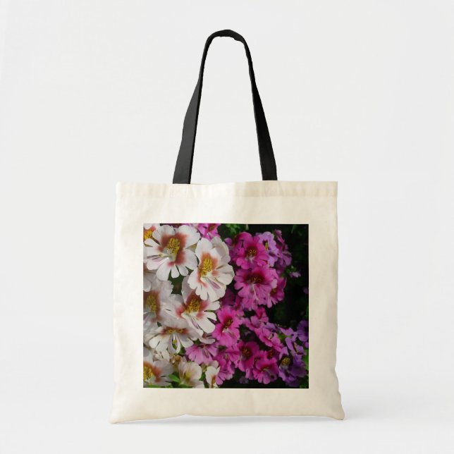 Butterfly Flowers White Pink and Purple Tote Bag (Front)