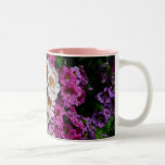 Butterfly Flowers White Pink and Purple Two-Tone Coffee Mug