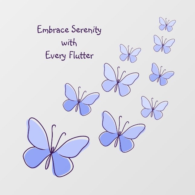 Butterfly Flutter in Blue - Embrace Serenity, Bath Wall Decal (Front)