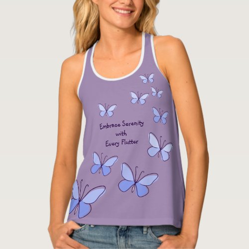 Butterfly Flutter in Blue _ Embrace Serenity Tank Top