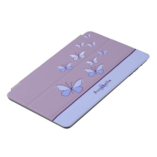 Butterfly Flutter in Blue _ Name  Initial iPad Mini Cover
