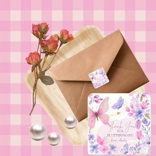Butterfly Fluttering Birthday girl Square Sticker