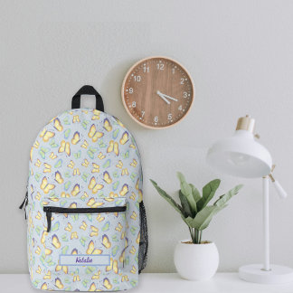Butterfly Flutters Blue Personalized Printed Backpack