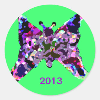 Butterfly For Good Luck For New Year Classic Round Sticker