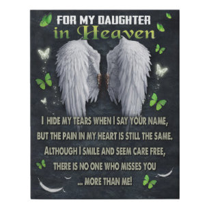 Butterfly For My Daughter In Heaven Memorial Gifts Faux Canvas Print