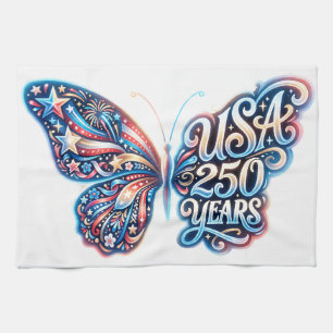 Butterfly for the USA 250th anniversary Kitchen Towel