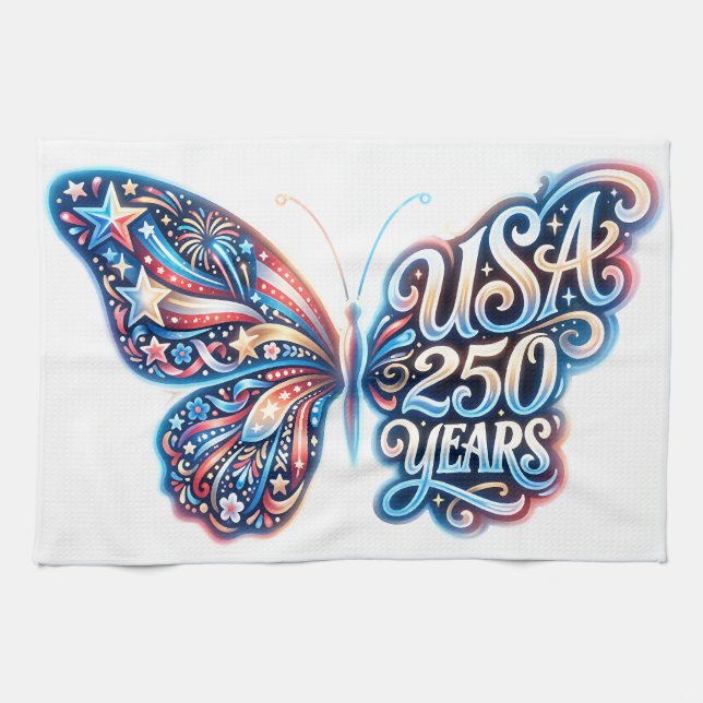 Butterfly for the USA 250th anniversary Kitchen Towel (Horizontal)