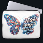 Butterfly for the USA 250th anniversary Laptop Sleeve<br><div class="desc">Celebrate 250 years of American independence with this stunning butterfly design,  created to mark the historic 1776–2026 milestone. Featuring vibrant red,  white,  and blue details,  elegant lettering,  and a glowing decorative style,  this artwork beautifully blends patriotism with artistic expression.</div>