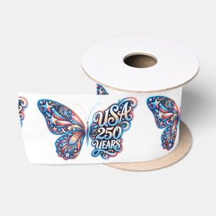 Butterfly for the USA 250th anniversary Satin Ribbon