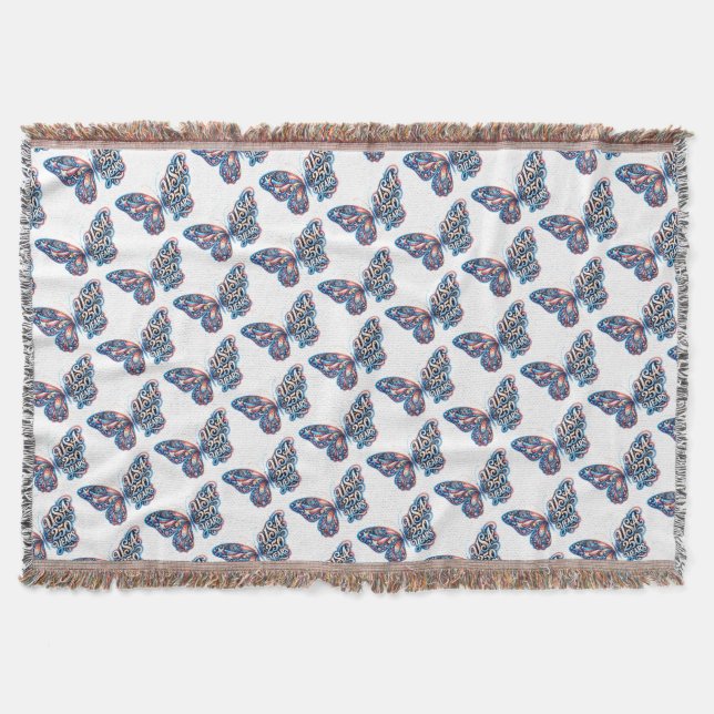 Butterfly for the USA 250th anniversary Throw Blanket (Front)