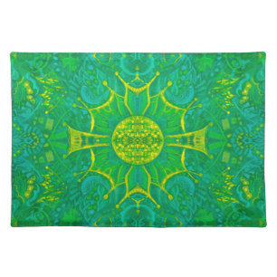 Butterfly Forest Bohemian Arabesque Pattern Green Cloth Placemat