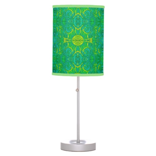 Butterfly Forest Bohemian Arabesque Pattern Green Table Lamp