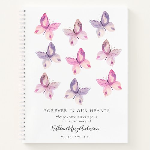 Butterfly Forever in Our Hearts Funeral Guest Book