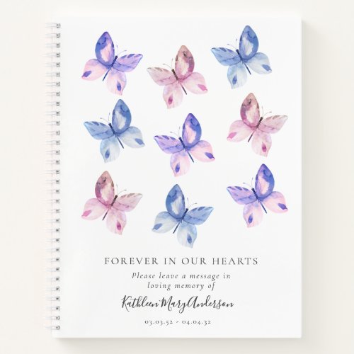 Butterfly Forever in Our Hearts Funeral Guest Book