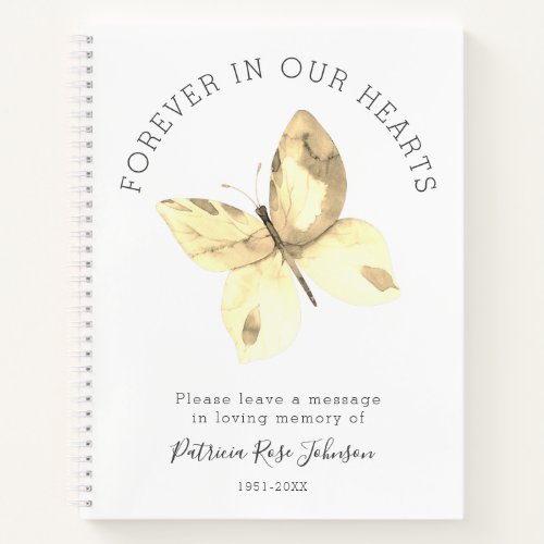 Butterfly Forever in Our Hearts Funeral Guest Book