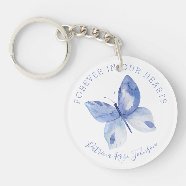 Butterfly Forever In Our Hearts Photo Tribute Keychain (Front)