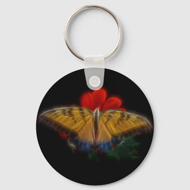 Butterfly Fractal Tiger Swallowtail Keychain (Front)