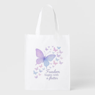Butterfly Freedom – Watercolor Grocery Bag