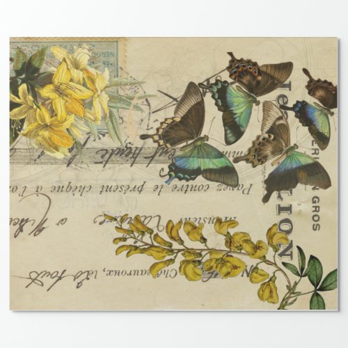 Butterfly French  Decoupage posters Wrapping Paper