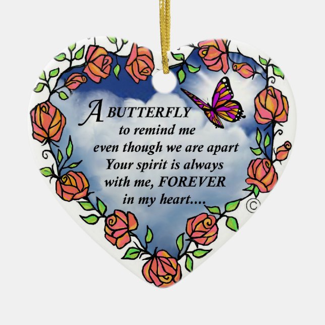 Butterfly from Heaven Ceramic Ornament (Front)