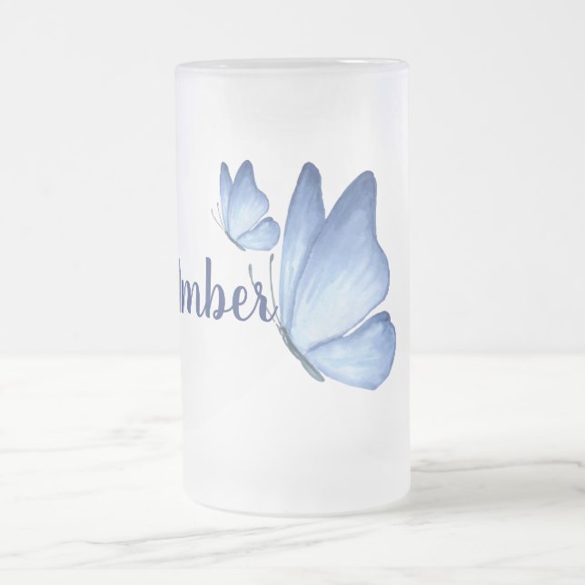 Butterfly Frosted Glass Beer Mug (Center)
