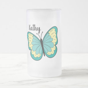 Butterfly Frosted Glass Beer Mug