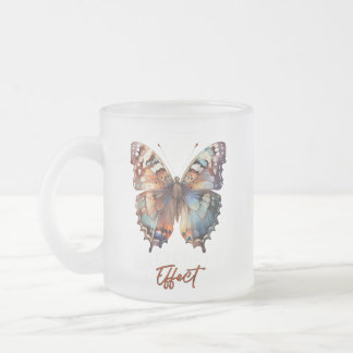butterfly frosted glass coffee mug