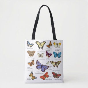 Butterfly Full Color Illustrations popular types Tote Bag